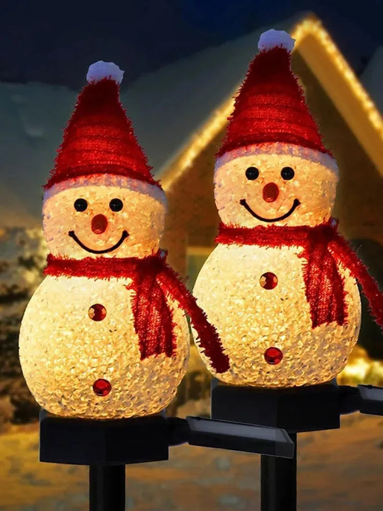 Snowman Christmas Outdoor Solar Powered Stakes Lights