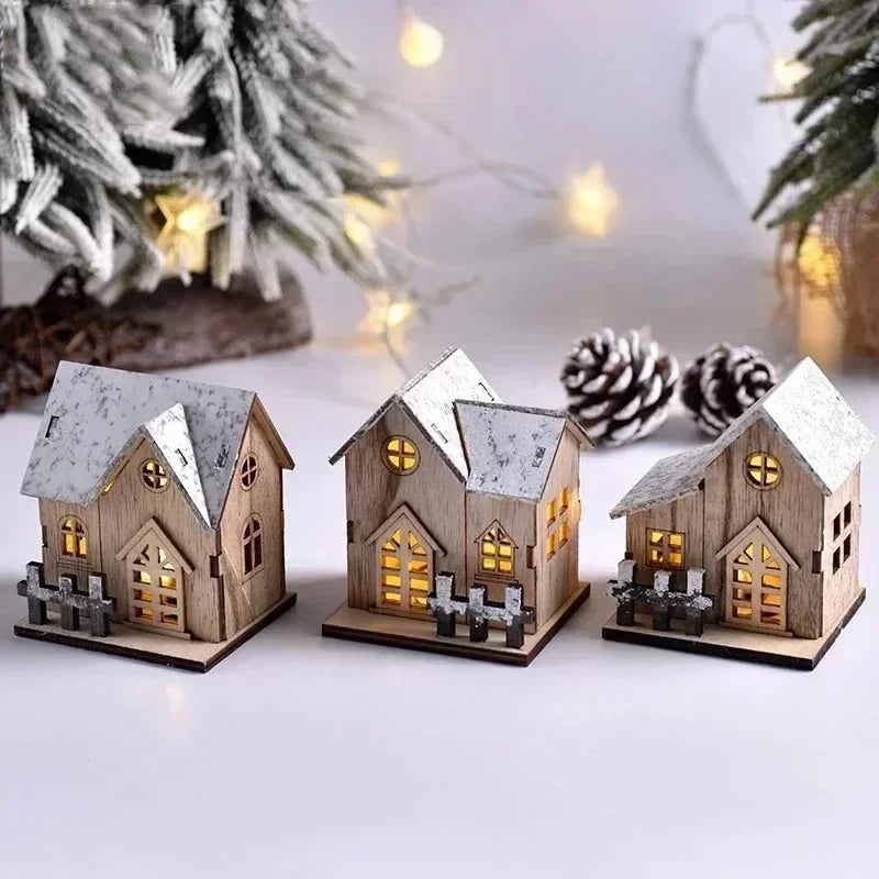 LED Light Wooden House Cabin