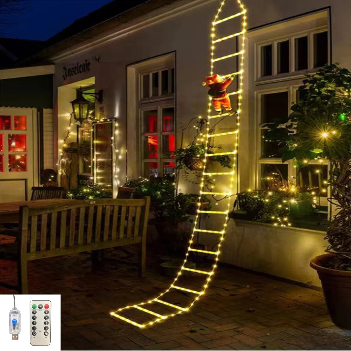 2m/3m Santa Claus ladder light