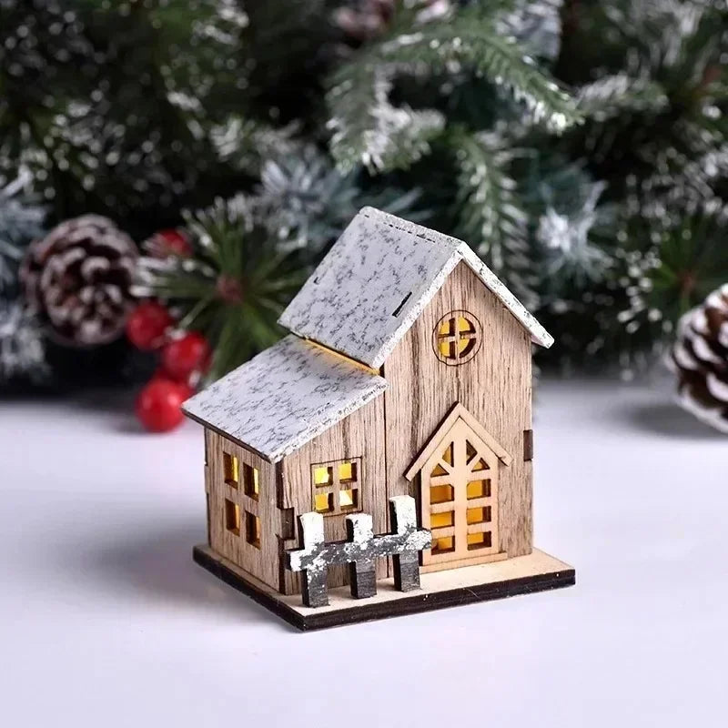 LED Light Wooden House Cabin