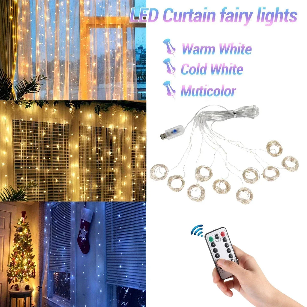 Christmas Lights Curtain  Decorations For Home 2025